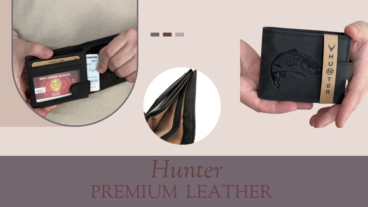 portofel barbati din piele negru - Hunter 